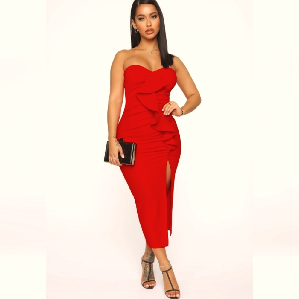 Red Strapless Dress